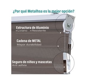 Cortina roller dúo sin cenefa 200x250 cm tostado