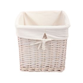 Canasto tela interior/mimbre blanco 30x30x30 cm