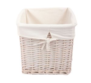 Canasto tela interior/mimbre blanco 30x30x30 cm