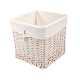 Canasto tela interior/mimbre blanco 30x30x30 cm