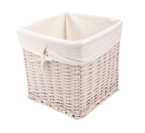 Canasto tela interior/mimbre blanco 30x30x30 cm