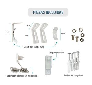 Cortina roller dúo sin cenefa 90x165 cm blanco