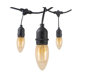 Guirnalda luces E27 Cálida 10 Ampolletas negro