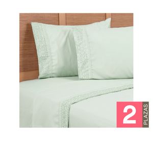 Juego sábanas 2 plazas microfibra verde
