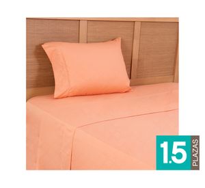 Juego sábanas 1.5 plazas microfibra Mimosa naranjo