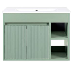 Mueble vanitorio Lille 71x46.5 cm sage green texturado + cubierta