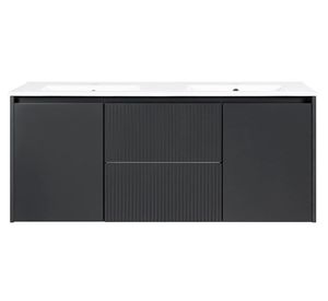 Mueble vanitorio Sophie dark grey texturado + cubierta 121x46.5 cm