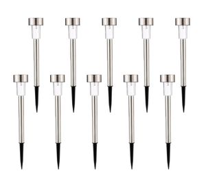 Estaca solar LED 0.6W 1L luz fría Jardín plateado 10 unidades