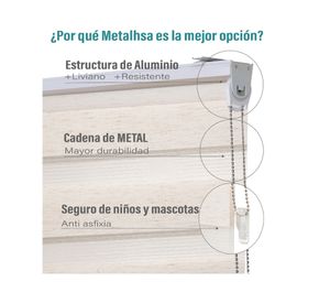 Cortina roller Dúo sin cenefa 180x165 cm lino texturado