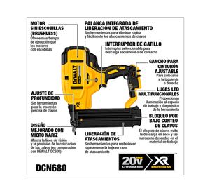 Clavadora inalámbrica DCN680B 20V sin batería