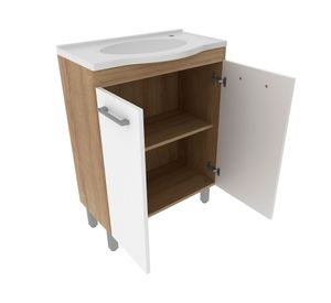 Mueble vanitorio 2 puertas 1 cajón con lavamanos BN-3650 almendra/blanco