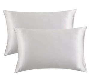 Set 2 fundas almohadas 51x76 cm satín blanco