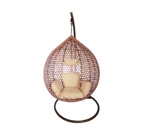 Silla colgante exterior Hawái M caramelo + cojín marfil