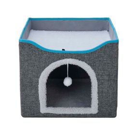 Cama y casa para gatos con rascador CDX836 34X41X40 cm gris