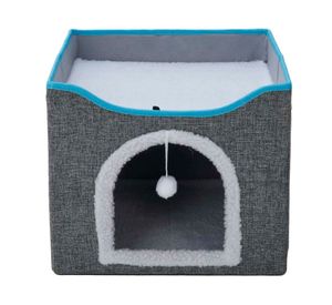 Cama y casa para gatos con rascador CDX836 34X41X40 cm gris