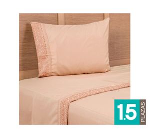 Juego sábanas 1.5 plazas microfibra naranjo