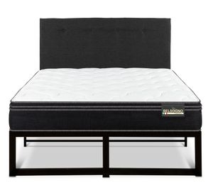 Cama metálica Iron Smart Belsogno Premium 2 plazas + respaldo black