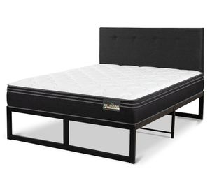 Cama metálica Iron Smart Belsogno Premium 2 plazas + respaldo black