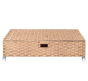 Caja rígida modular con ruedas Tejido natural 21x90x40 cm