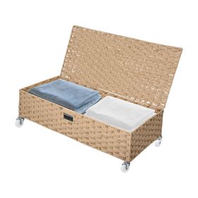 Caja rígida modular con ruedas Tejido natural 21x90x40 cm