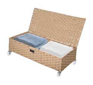 Caja rígida modular con ruedas Tejido natural 21x90x40 cm