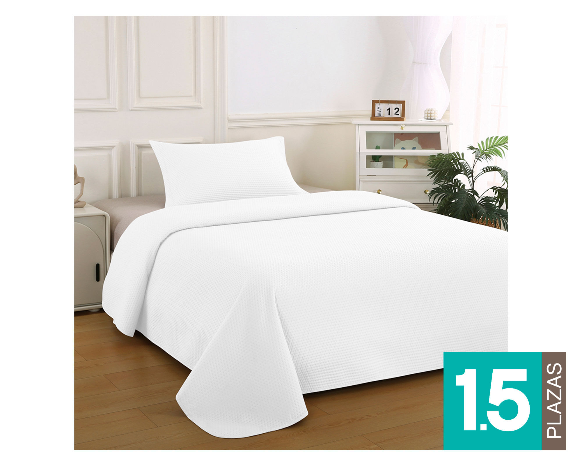 Illusions Quilt Atenas blanco 1.5 plazas