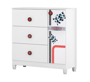 Cómoda infantil Fast Car blanco Kidscool