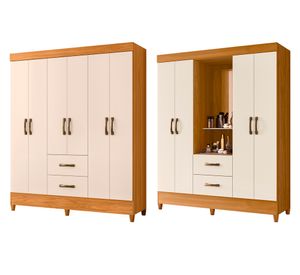 Combo 2 clóset 10 puertas 4 cajones Castro café