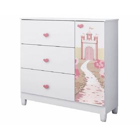 Cómoda infantil 1 puerta 3 cajones Sofia blanco