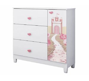 Cómoda infantil 1 puerta 3 cajones Sofia blanco