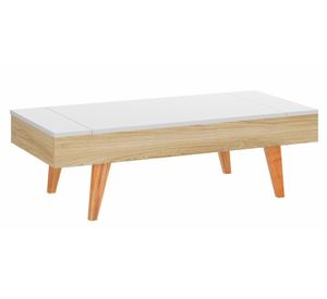 Mesa de centro con almacenamiento natural/blanco