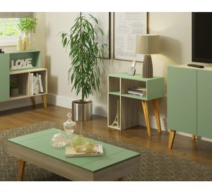 Mesa arrimo Leaves verde/natural