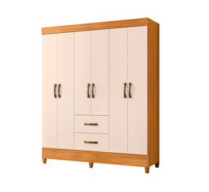 Combo clóset 6 puertas + cómoda 4 cajones Mobi beige/café
