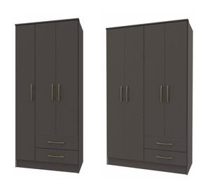 Combo clóset 3 puertas 2 cajones + clóset 4 puertas 2 cajones Pequim dark gris