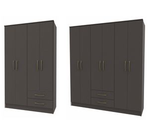 Combo clóset 4 puertas 2 cajones + clóset 6 puertas 2 cajones Pequim dark gris