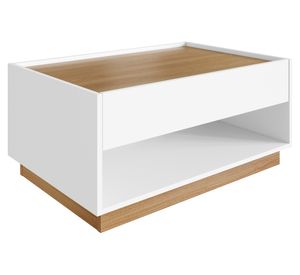 Mesa de centro rectangular Bari con cajón blanco/miel