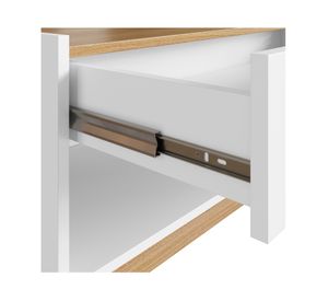 Mesa de centro rectangular Bari con cajón blanco/miel