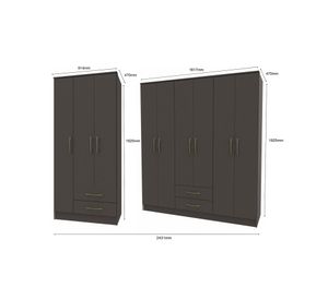 Combo Clóset 3 puertas Pequim café oscuro + Clóset 6 puertas Pequim café oscuro