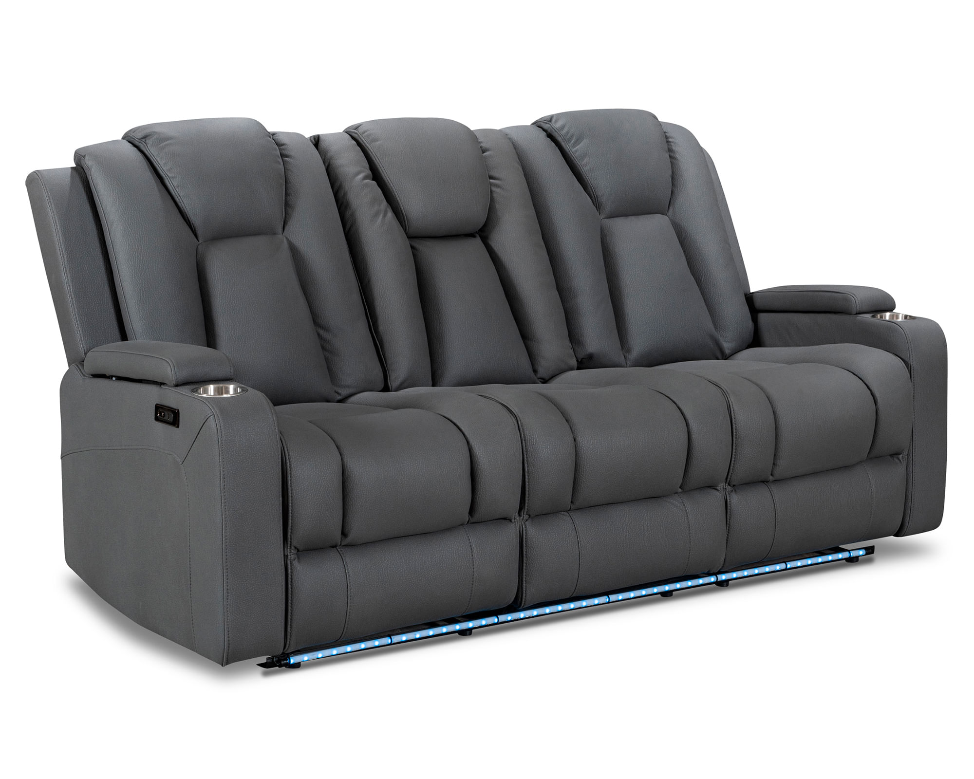 Sofá reclinable Full Granada poliéster gris 3 cuerpos a $779.990