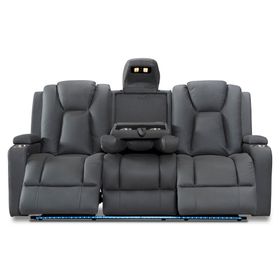 Sofá reclinable Full Granada poliéster gris 3 cuerpos