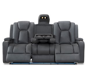 Sofá reclinable Full Granada poliéster gris 3 cuerpos