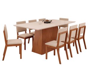 Comedor 8 sillas Dulce Talia beige/café