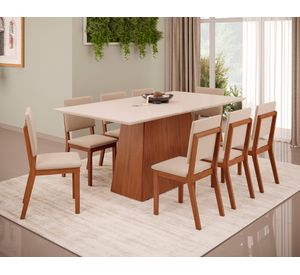 Comedor 8 sillas Dulce Talia beige/café