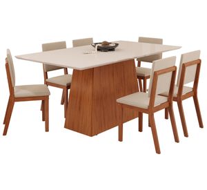 Comedor 6 sillas Dulce Talia beige/café
