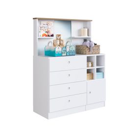 Cómoda infantil con espejo blanco