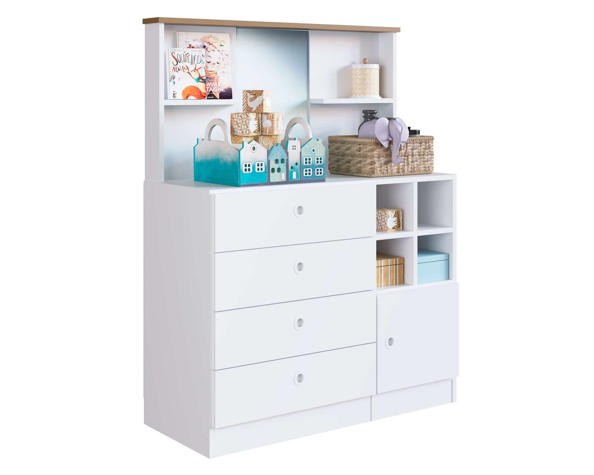 Kidscool Cómoda infantil con espejo blanco