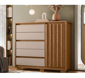 Zapatera Dueto 1 puerta 5 cajones café/beige