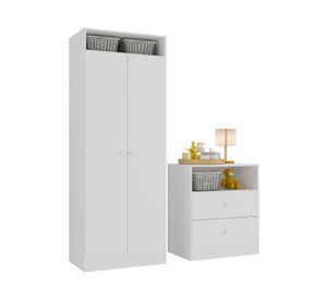 Clóset 2 puertas + cómoda 2 cajones Top baby blanco