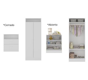Clóset 2 puertas + cómoda 2 cajones Top baby blanco