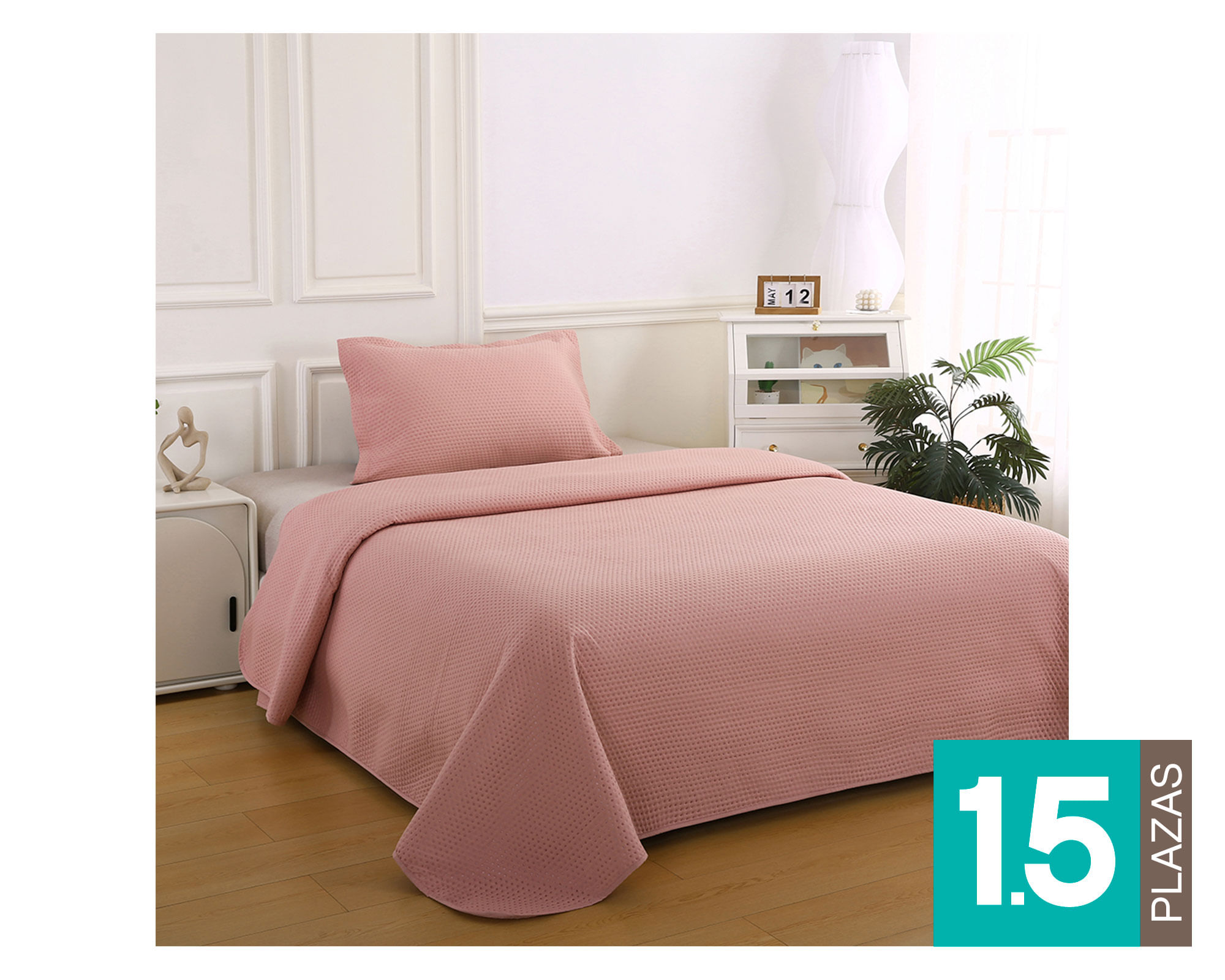 Illusions Quilt Atenas rosado 1.5 plazas